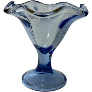 Vintage Bormioli Rocco Fidenza Primavera Sapphire Blue Glass Dessert Bowl Italy